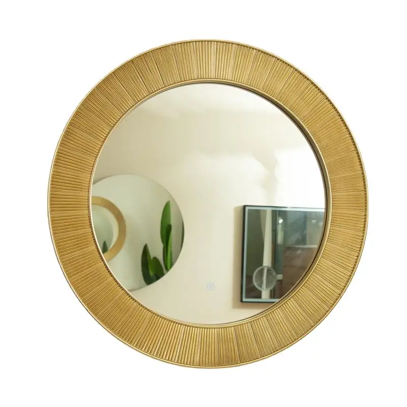 

31" Cyclis Mirror, Thick Gold PU Frame, Art Decorative Mirror, Available in 3 Color Temperatures, Ideal for Bath, Bedroom,