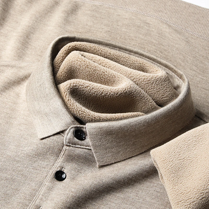 

Winter Men's Fleece and Thickened Wool Sweater, A Versatile and Warm Sweater with A Lapel for Middle-aged Fathers