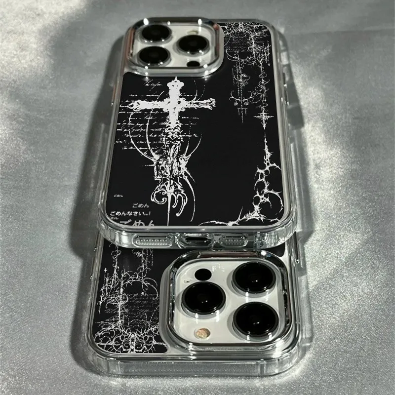 Dark Art Cross Frame Soft Phone Case for IPhone 17 16 Pro Max 15 14 13 12 11 XS X XR 7 8 Plus 16e SE2 Air Shockproof Cover