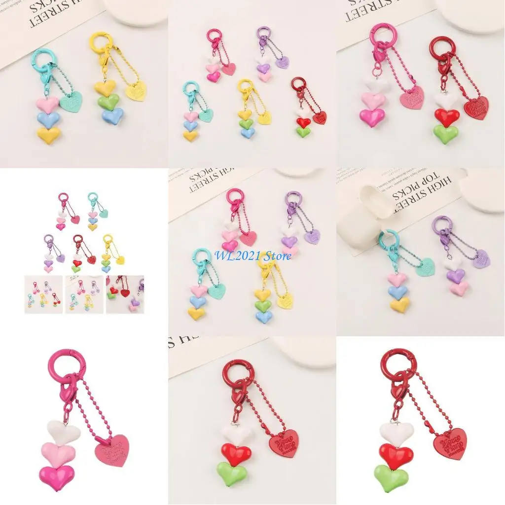 

G5GC Heart Earphone Cases Pendant Stacked Design Resin Heart Keychain Heart Keyrings