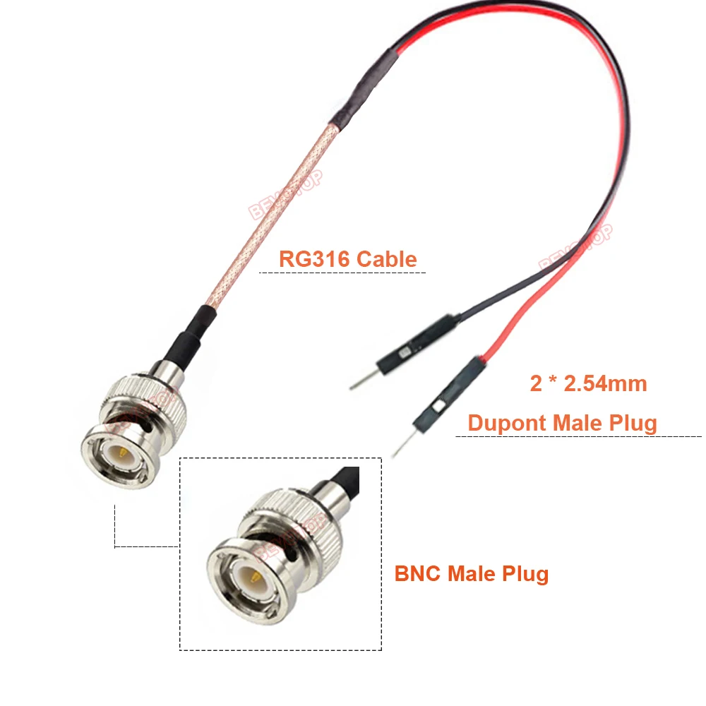 1PCS BNC to DuPont Cable Q9 BNC Male / Female to 2 DuPont 2.54mm Male Plug Test Line RG316 Extension Jumper 10CM to 20M BEVOTOP