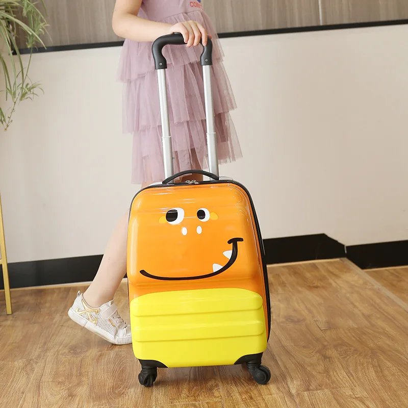 Valise de voyage légère avec mot de passe de dessin animé pour enfants, bagage à roulettes avec fermeture éclair, valise Trolley, sac de scooter, mode, 18 en effet