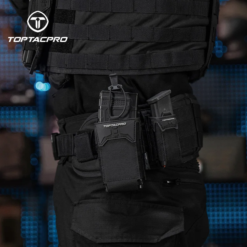 

TOPTACPRO Tactical Pouch Single 556 Mag Holder Magazine Holster Case with PVC Adhesive Seal Tool Pouch 8537