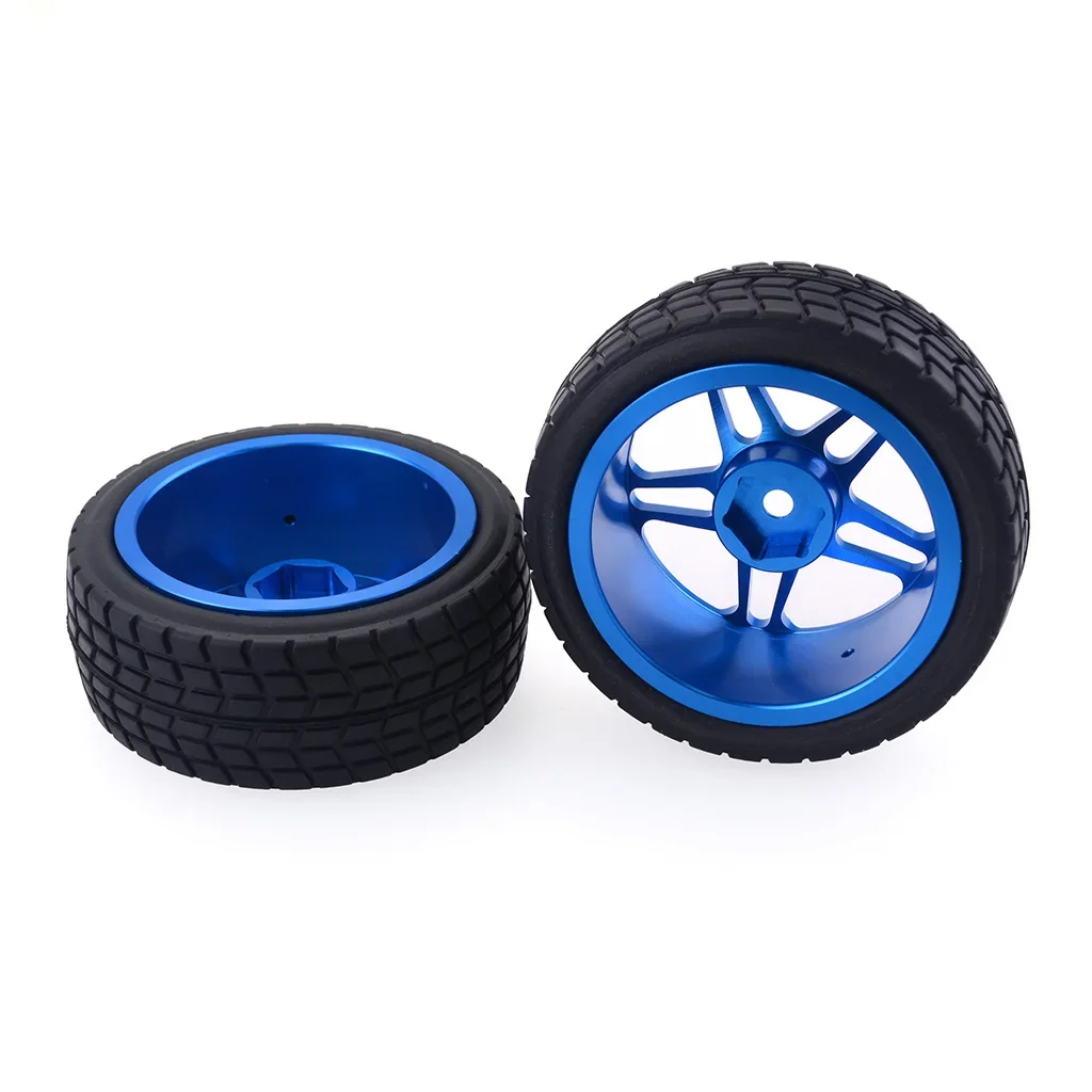 2PCS 67mm Aluminium Alloy Wheel Tires Racing Rubber Rock Tyre for RC 1/10 On-Road Car Redcat HSP HPI Hobbyking Traxxas Losi VRX