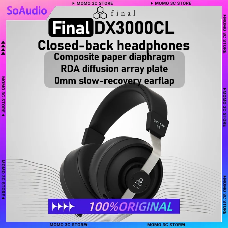 Final DX3000CL Closed Back HiFi Wired Headphones Carbon Fiber Paper Composite Diaphragm RDA Rear Diffusion Plate Noise Isolating