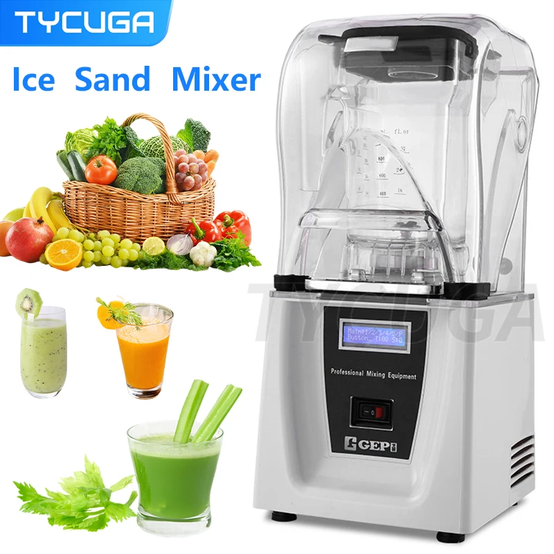 Wytrzymały komercyjny blender z timerem mikser sokowirówka robot kuchenny do owoców koktajle lodowe blender elektryczny 1800W 20000RPM 110V