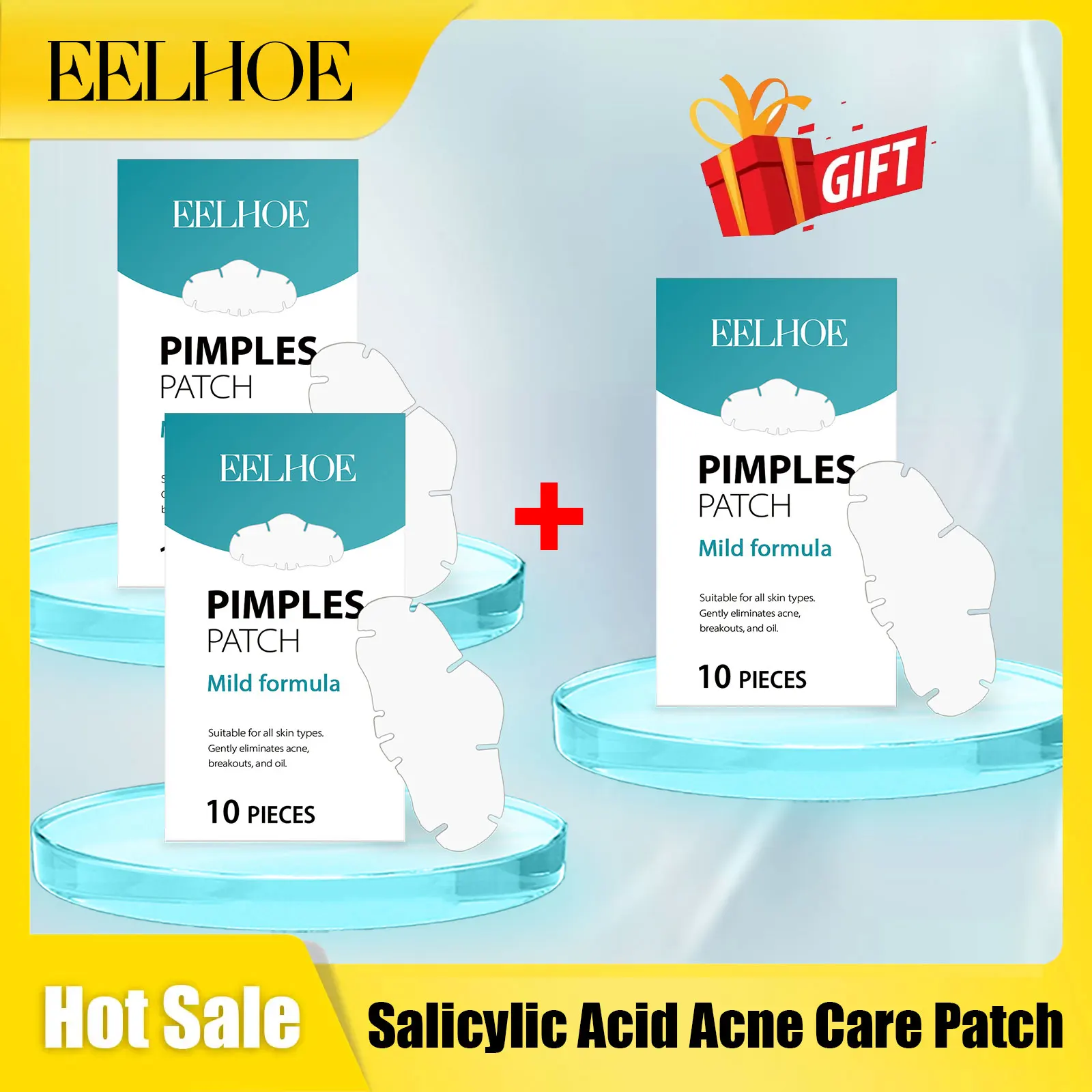 

Eelhoe Salicylic Acid Acne Care Patch Soothing Pain Remove Redness Makeup Tools Non-irritating Waterproof Acid Repairing Sticks