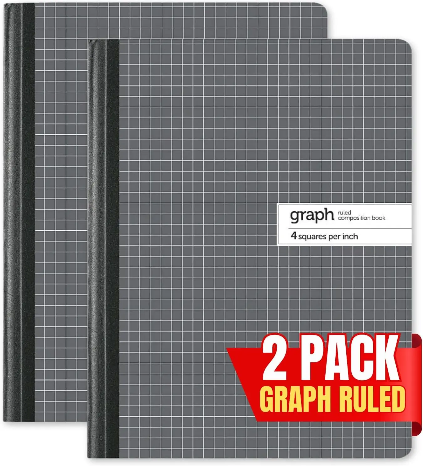 

Graph Paper Notebook 2 Pack, 9.75"x7.5", 100 Sheets Each, Quad Ruled