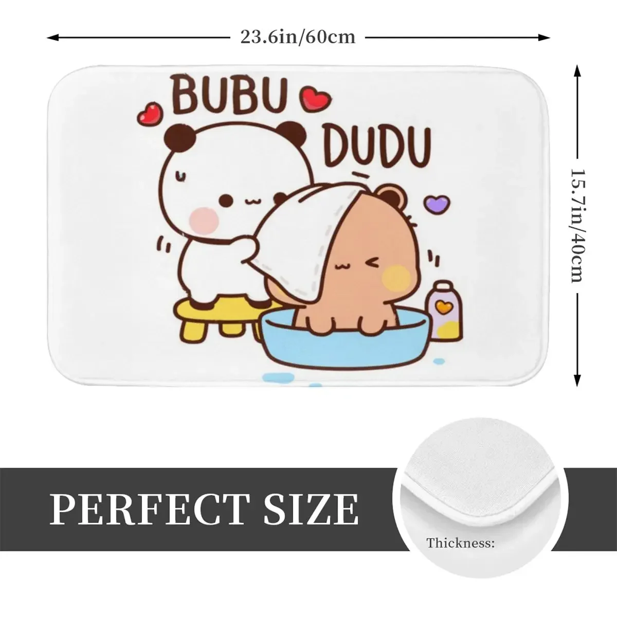 Bath Mat for Shower Home Decor Bubu Dudu Floor Mat Panda and Bear Love Story Retro Toilet Mat Quick Dry Anti Slip Bathroom Mats