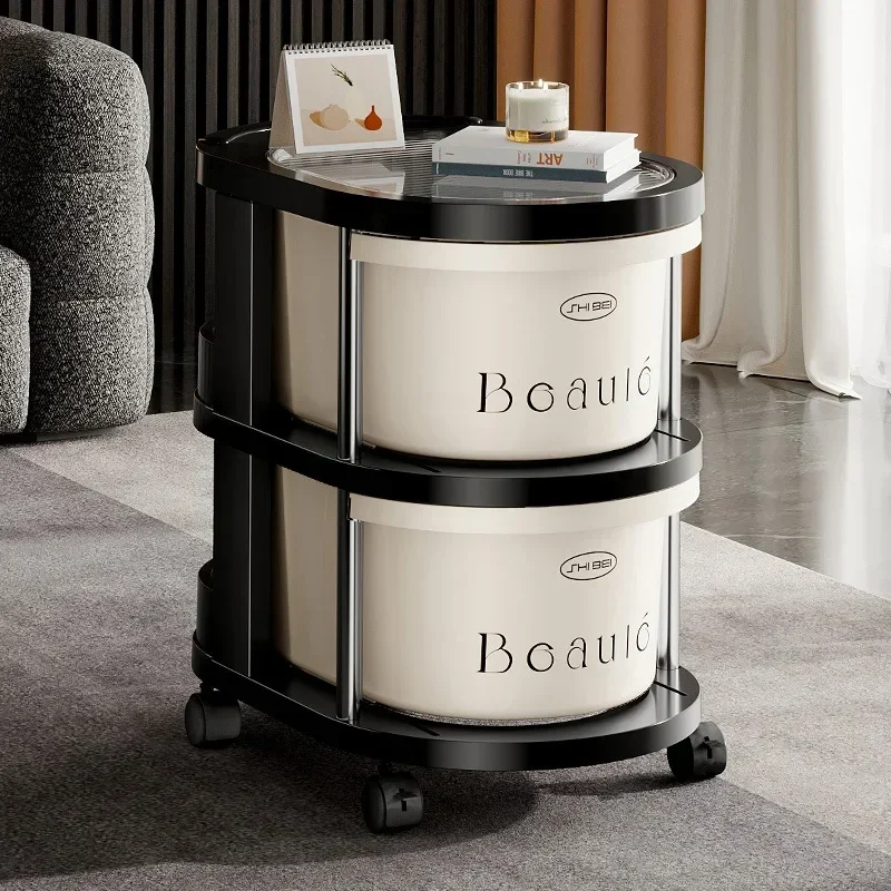 

Household Goods Floor-to-ceiling Trolley Multi-layer Snack Storage Shelf Multifunctional Living Room Movable Finishing Rack