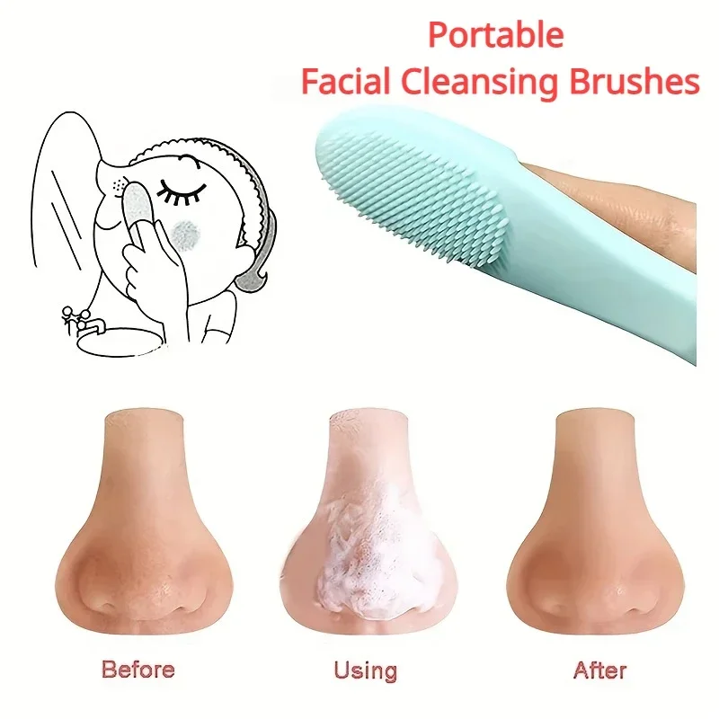 แบบพกพาFacial Nose PoreแปรงทําความสะอาดBlackhead RemoverซิลิโคนFinger TravelแปรงนวดFace Washinเครื่องมือทําความสะอาด