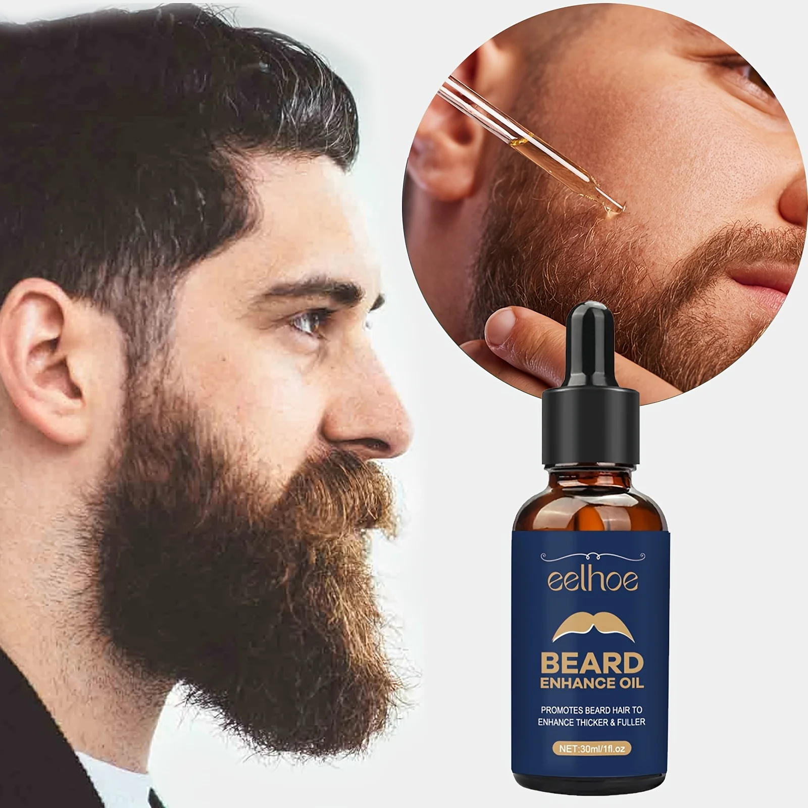 

Beard Essential Oil, Facial Hair Care Liquid for Maintaining Thick Facial Hair 30ml(1Fl.Oz)