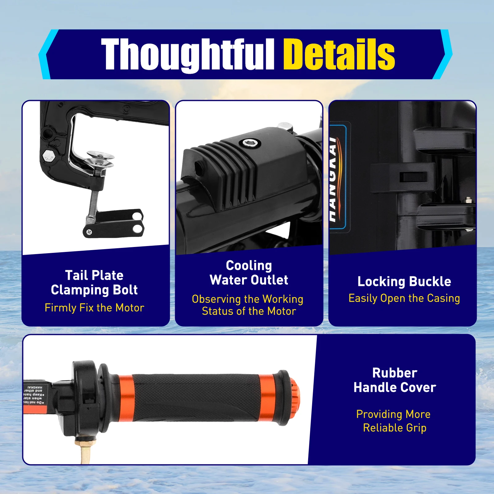 Luft- und wassergekühlte Zweitakt-3,6 PS-Benzin-aufblasbare Angelkajakboote, Außenbordmotor für kleine Boote