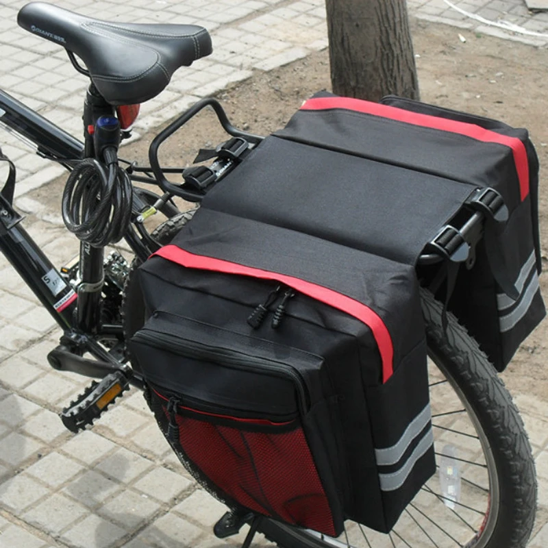 Bicycle Rear Shelf Bag Mountain Bike Support Bag Tail Bicycle Double Pannier Saddle Bag Riding Bag With Reflective Strip