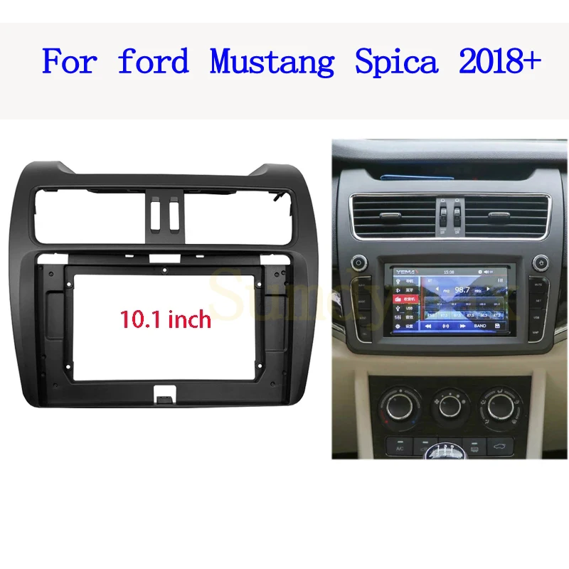 

2Din Car Audio Face Plate Fascia For ford Mustang Spica 2018+ 10.1" Big Screen Radio Stereo Panel Dash Mount Refitting Kit