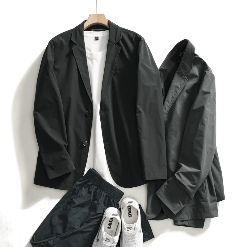 

Casual Busin Single-breasted Men's Suit Jaet Faionable Urban Sle Long Sve Stand Fit Adult Casual Wear