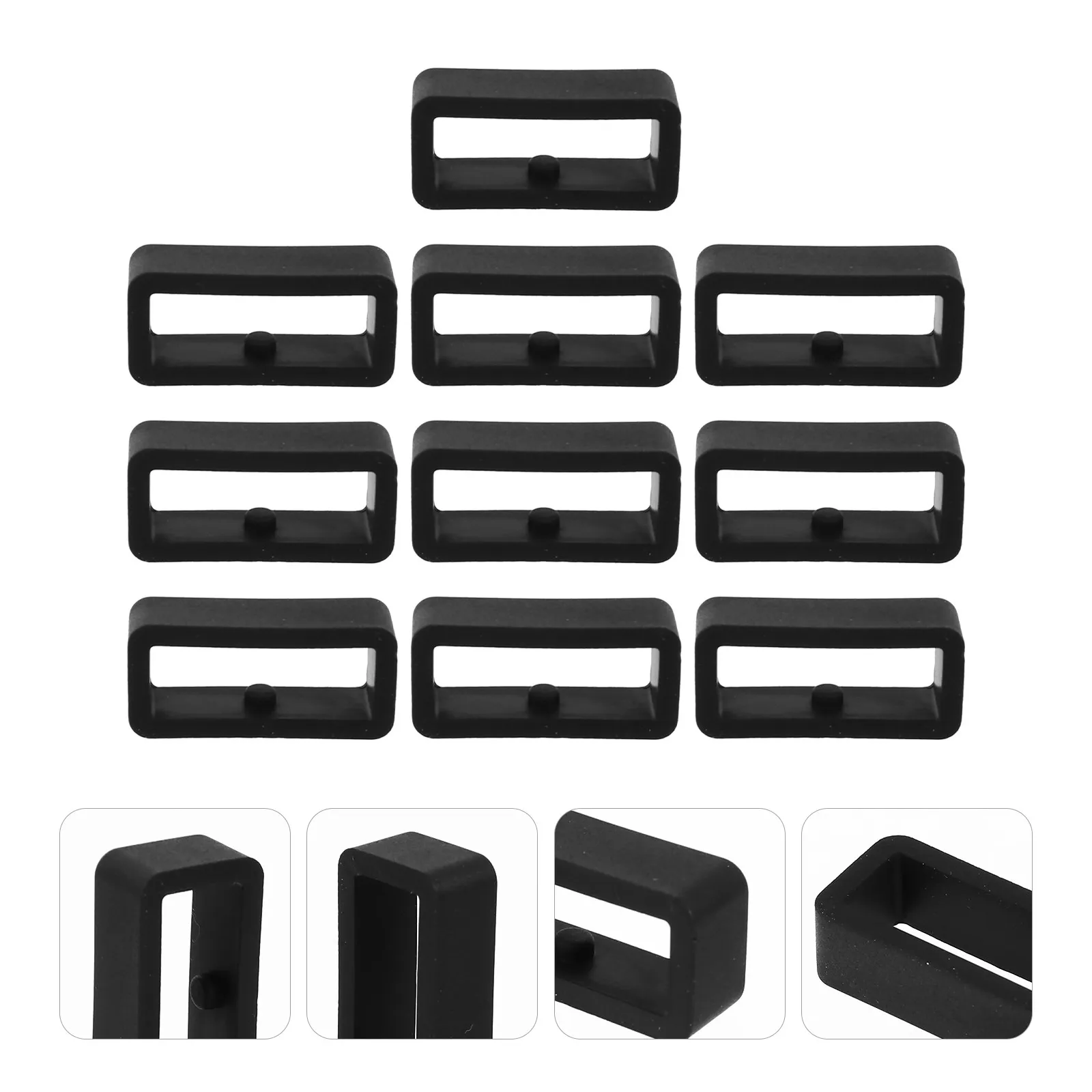 10Pcs Sturdy Compression Molded Silicone Watch Band Loop Keeper Retainer Ring Watch Strap Holder Secure Fit Comfortable Wear
