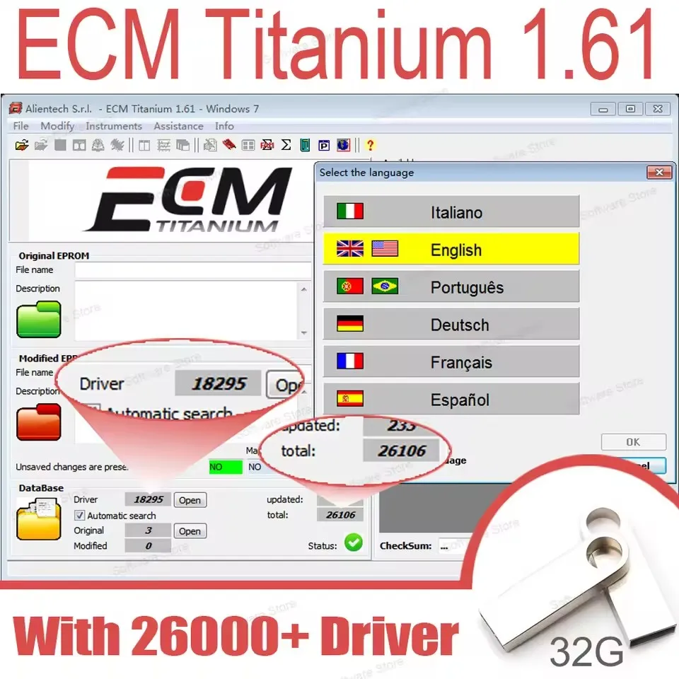 

Программное обеспечение для программирования ЭБУ ECM TITANIUM 1.61 с драйвером 26000 ECM 18259 Драйверы для электронного инструмента Регулировка параметров ЭБУ Windows 7/10