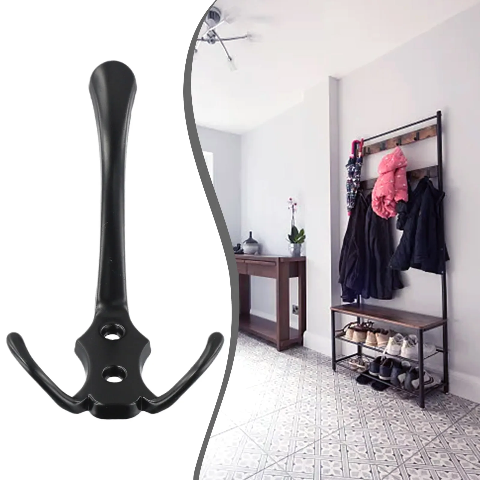 

Wall Mounted Robe Clothes Rack, 3 Hooks Coat Hook, Hat Wall Hanger Stylish And Functional, For Hallways And More