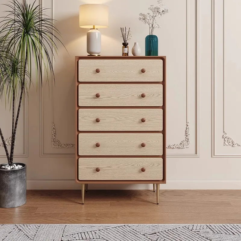 

French antique retro solid wood chest of drawers, bedroom storage, bedside stand cabinet, living room wall decorative chest of d