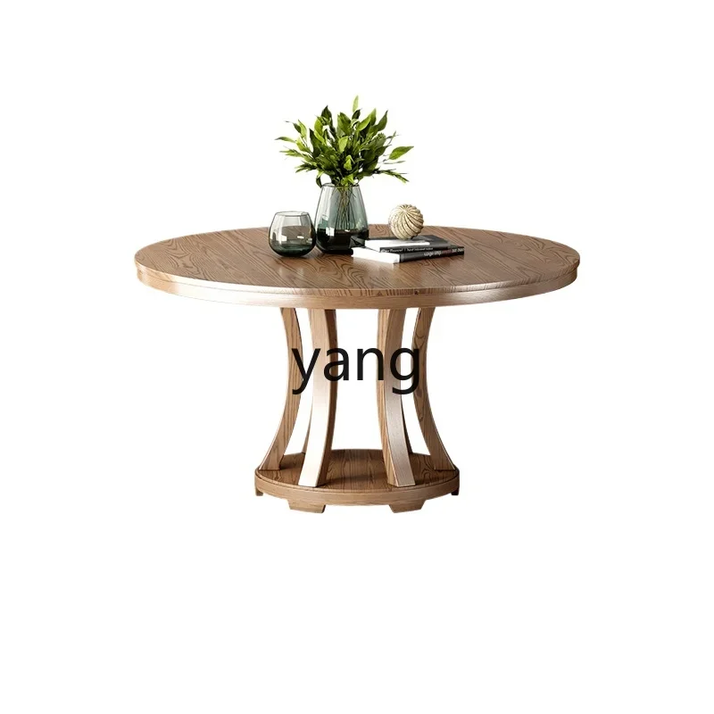 LTT Nordic solid wood dining table and chair combination simple modern home dining table with turntable