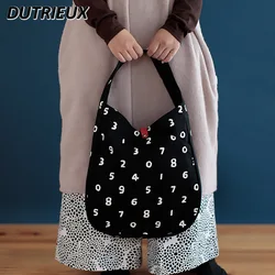 Bolsa de lona de um ombro para mulheres, grande capacidade, bolsa digital, simples, casual, de compras, pano, sacolas, japonesa