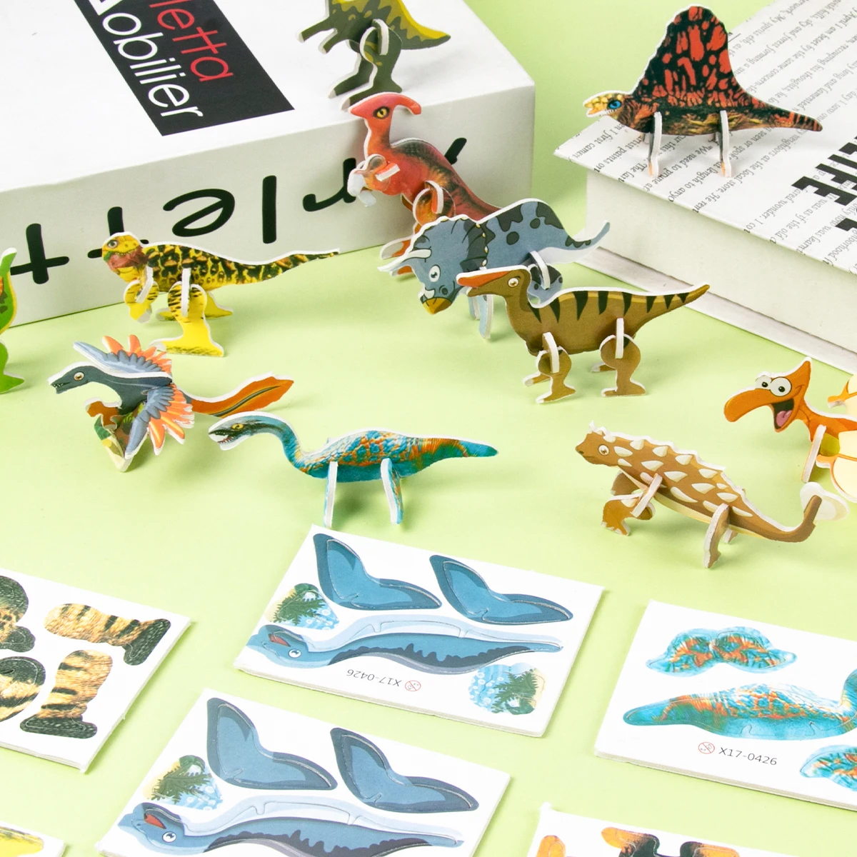 10PCS/Set Kids Three-dimensional Puzzles 3D Paper Puzzle Cute Cartoon Dinosaur Toy Birthday Party Favors Accessories Gifts