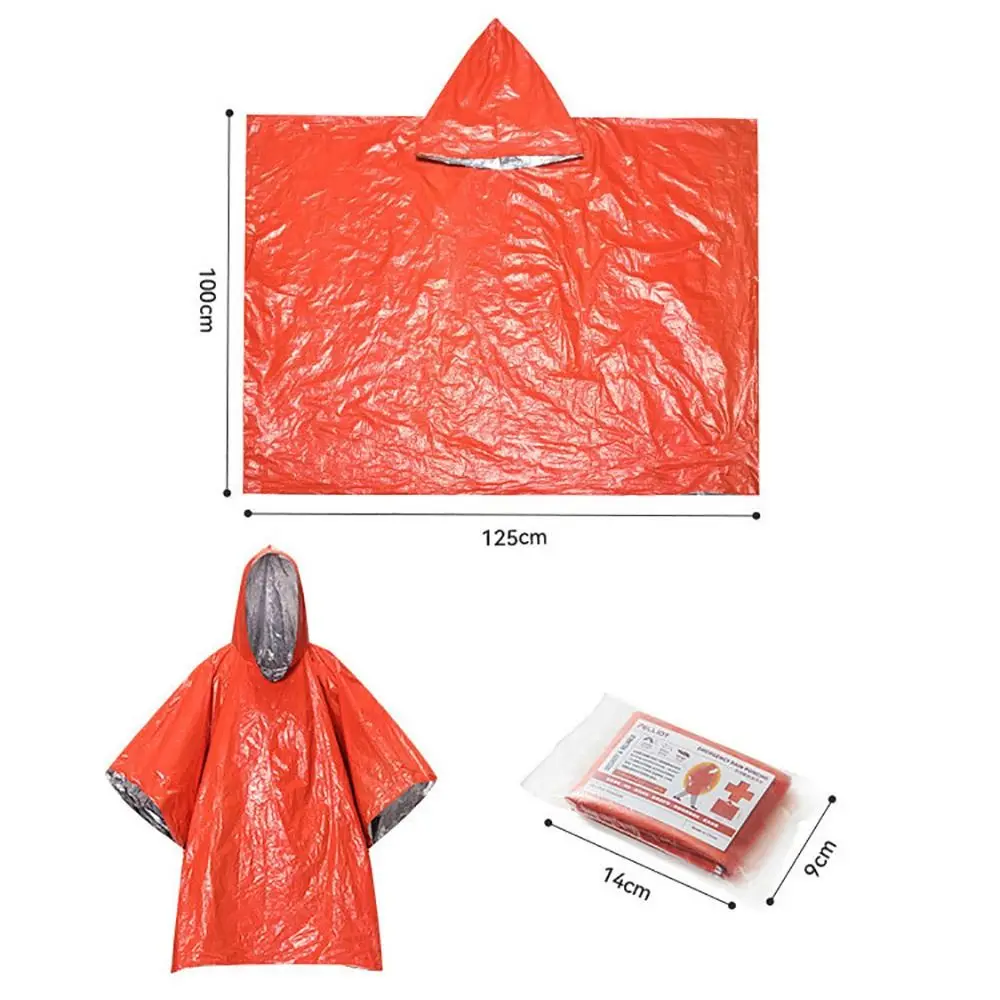 Impermeável capa de manga com capuz Tenda de viagem para caminhadas Impermeável Impermeável Reflexivo ao calor Poncho de chuva de acampamento 3 em 1, 1pc