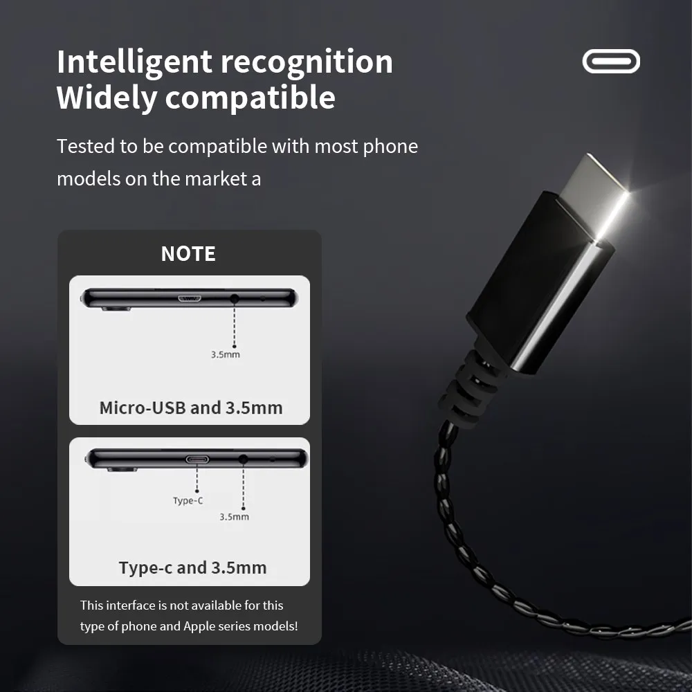 Type-c Flat-mouth Digital Decoding Chip for ND D6 Headphone Upgrade Line 2pin Dual-pin Plugging and Plugging 0.75mm Wires