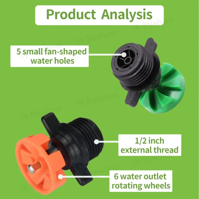 

5pcs Penyiram Berputar Automatik 360°Benang 1/2 Inci Untuk Taman Ladang Automatic Rotating Sprinkler Nozzle Male Thread Wateri