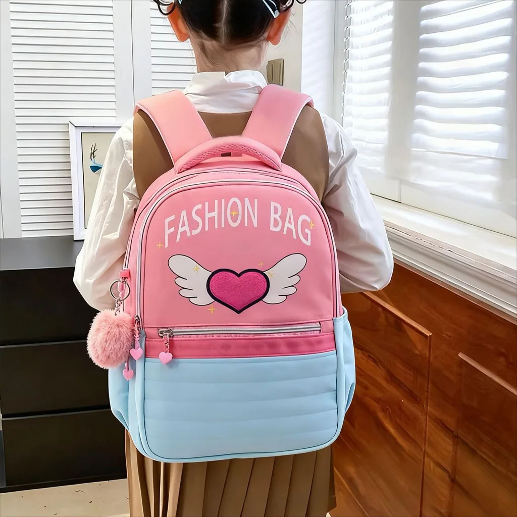 Girls Large Capacity Backpack Cute Heart Pattern  Elementary School Students Schoolbag 2026