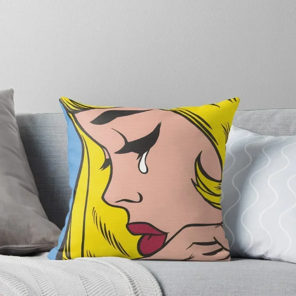 Blonde Crying Comic Girl Throw Pillow Decorative Cushion Cover bed pillows Cushion Cover Set pillow