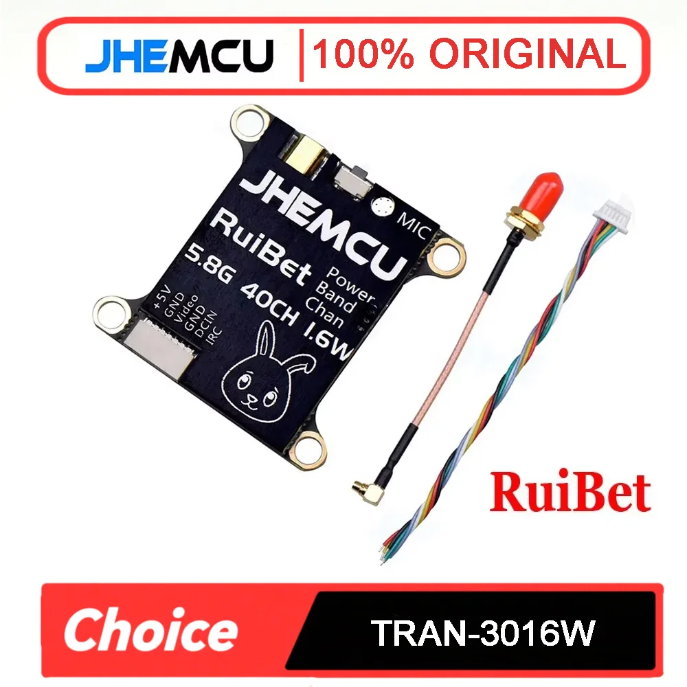 JHEMCU RuiBet Tran-3016W 5,8G 40CH Регулируемый VTX -25 мВт/200 мВт/400 мВт/800 мВт/1600 МВт Многомощный вход PitMode 2-6S для дронов FPV