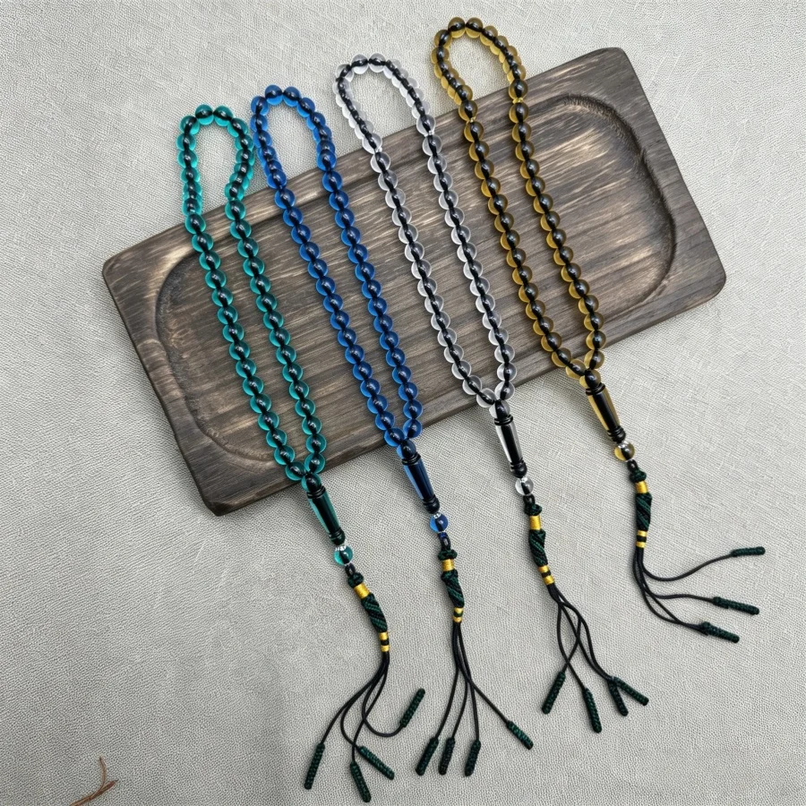 Elegant fringed prayer bead string beads - Islamic style, transparent color, hand-woven pendant accessory