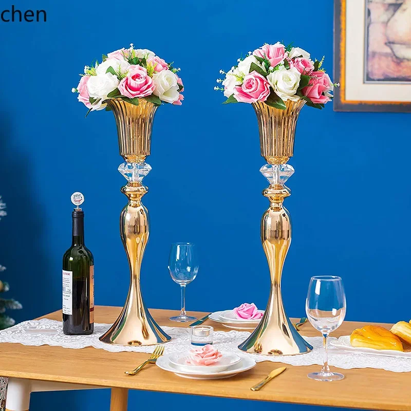 D20- iron electroplated gold large candlestick banquet hall wine table flower stand decoration