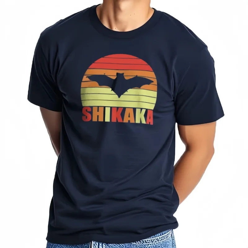 Camisetas gruesas para hombre, ropa blanca lisa con cuello redondo, tops de algodão, camiseta Shikaka, ropa gráfica de gran
