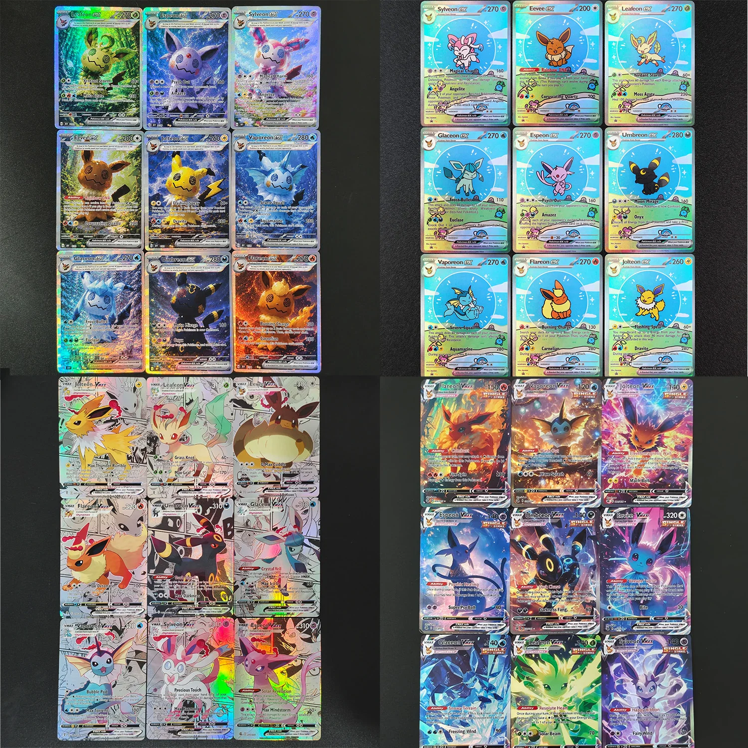 Homemade English Umbreon Espeon Sylveon Flareon Leafeon Glaceon Jolteon Eevee Vaporeon Game Collection Card Toy