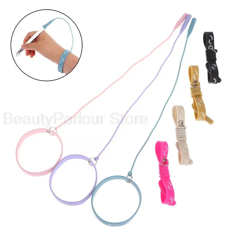 Silica Gel Eyelash Extension Tweezers Wrist Strap Grafting Eyelash Tweezers Protective Bracelet Cilia Tweezers Auxiliary Tools