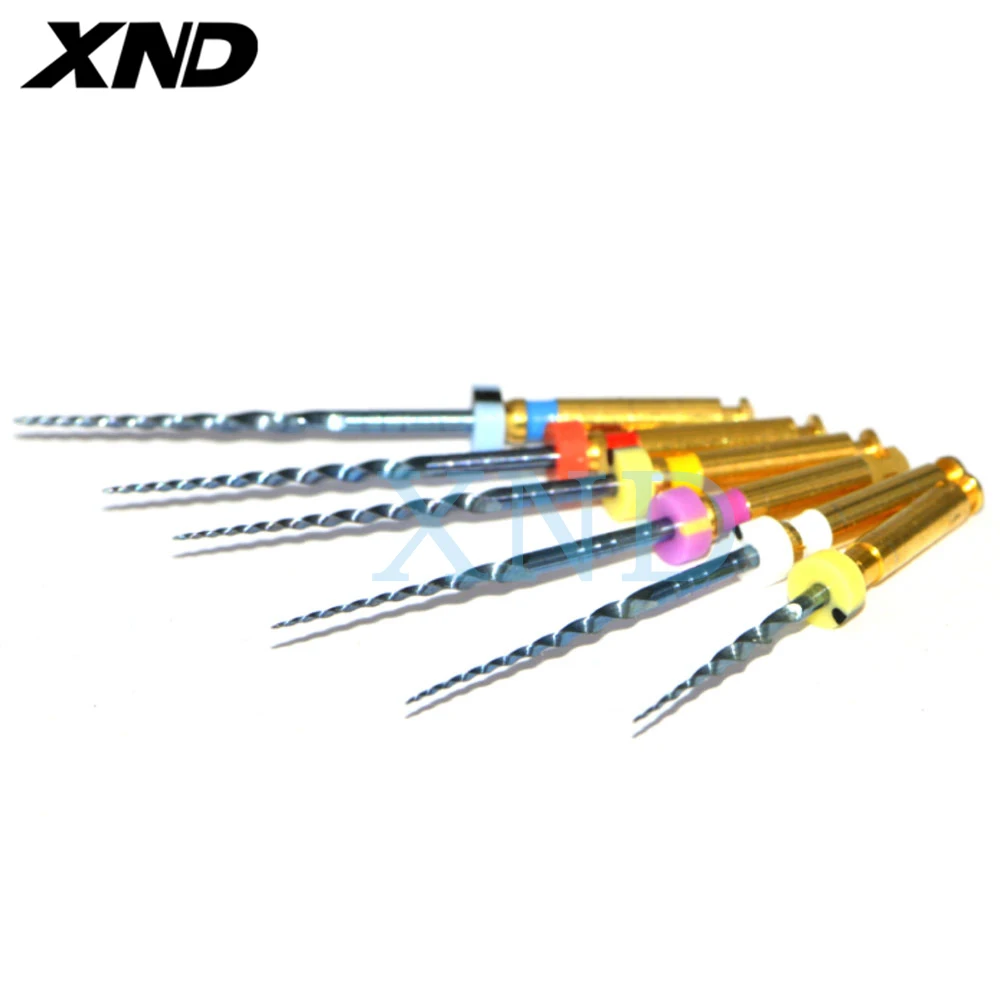 XND Dental Root Canal Files 6pcs/Pack Use Rotary Heat Activated Nickel-Titanium Endodontic Files Rotating File Bendable Files