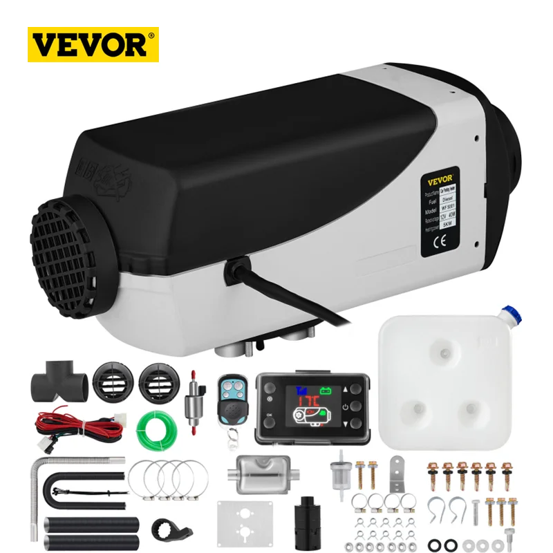 

VEVOR 5KW Car Heater 12V Diesel Air Heater With LCD Switch Silencer for RV Trailer Boat Truck Factory Home Bus Diesel Heating