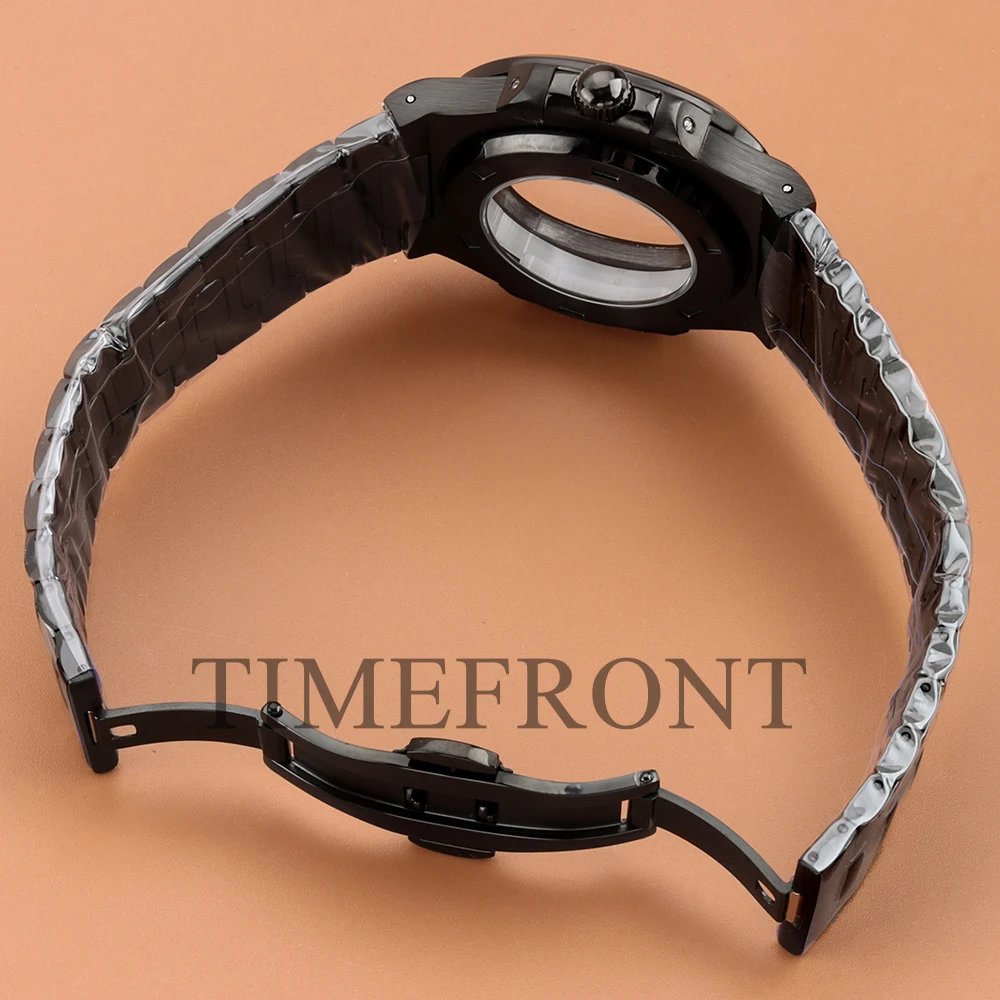 Cassa NH35 nera da 40 mm per parti di orologi modificate Nautilus quadrante in acciaio inossidabile lancette verde luminoso adatto al movimento NH35 NH36 NH38