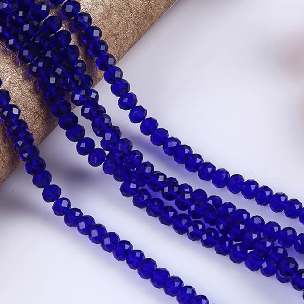 6 8 10mm 1Strand 5Strands Glass Faceted Crystal Style Blue Bead Loose Spacer Clear Beads Strand for Jewelry Accessories TMB8