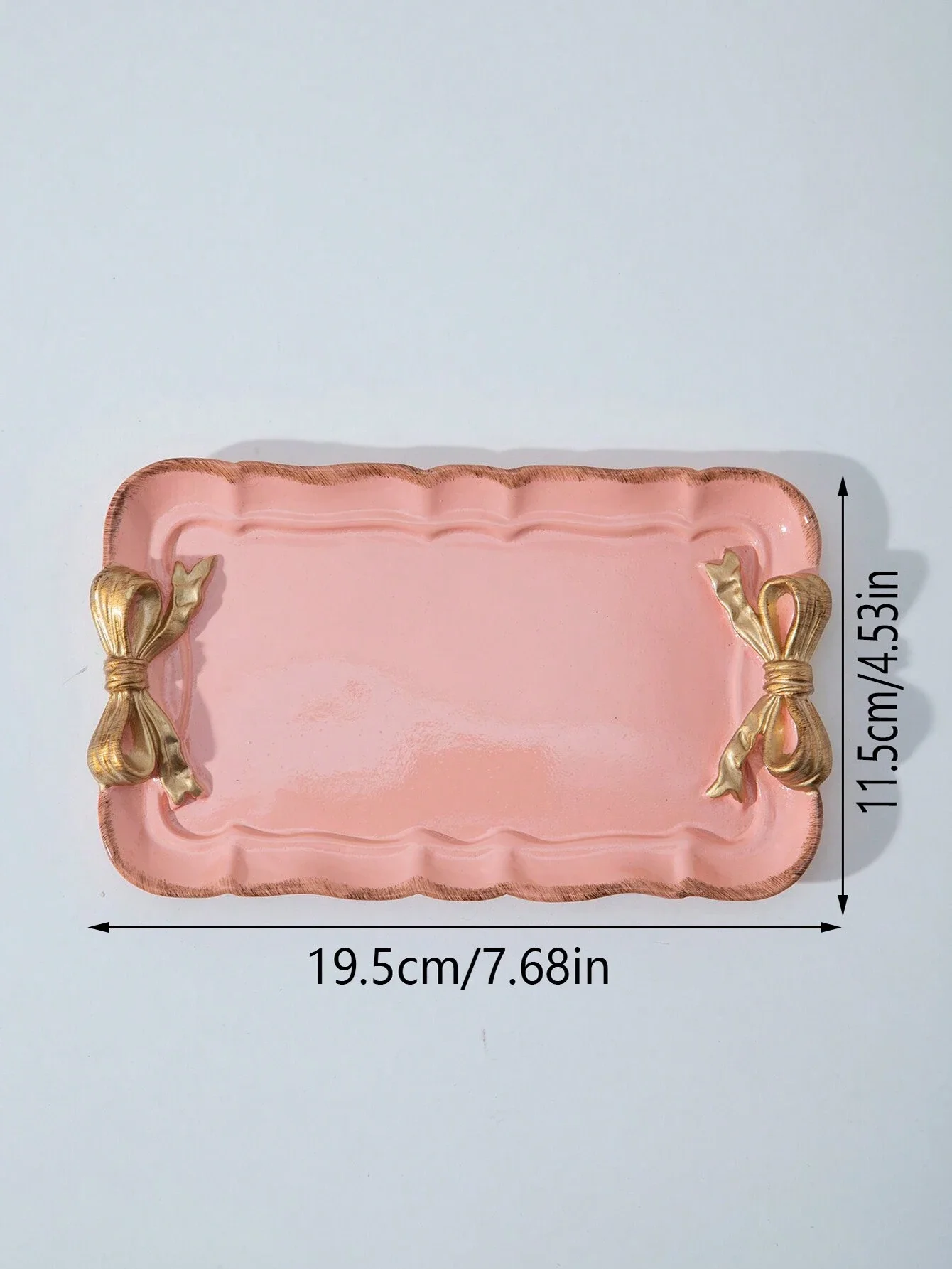 Pink European Style Resin Tray With Retro Bowknot Design Fruit Plate For Jewelry Fruit Storage Display Gift For Valentine's Day