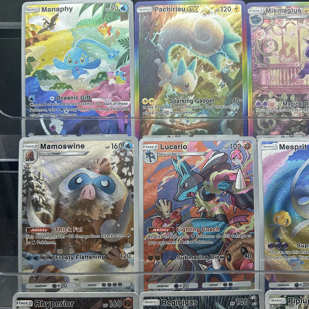 9PCS PTCG Anime Full Art Holo Trading Card Collection Manaphy Pachirisu Mismagius Lucario Mesprit Premium Foil Collector Set - view 2