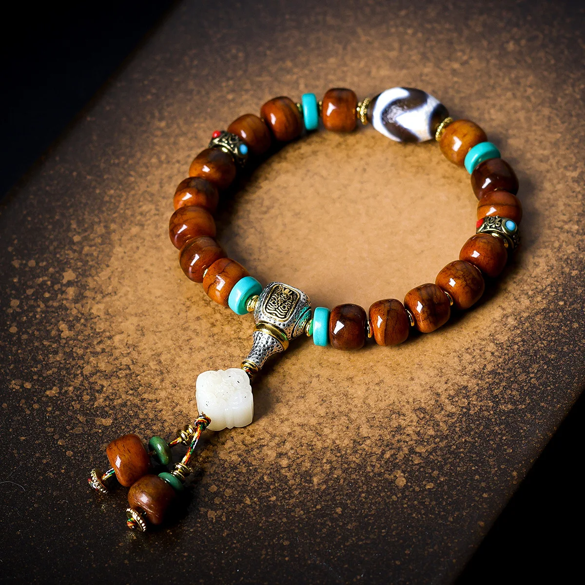 

Tibetan Yak Bone Barrel Beads Tiger Teeth Tianzhu Bracelet Cultural Play Zaki Ram Three Links Bone Back Cloud Hand String