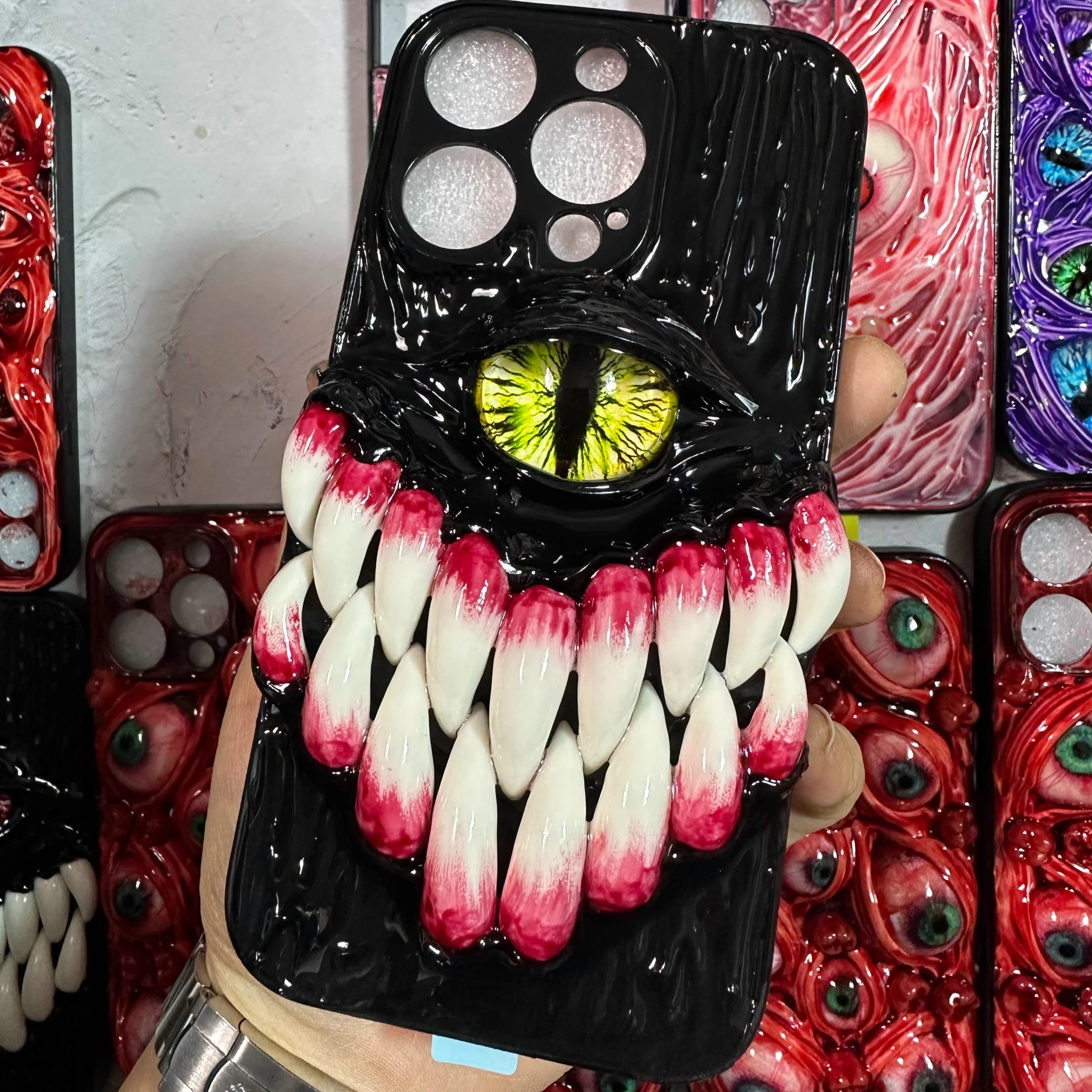 4016 اليدوية ثلاثية الأبعاد Cthulhu القوطية جراب هاتف الرعب الفن فريد الظلام الخيال ملحق هدية آيفون Xiaomi هواوي سامسونج #6