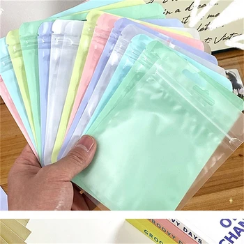 셀프 실링 가방, 마카롱 컬러 플라스틱 포장 파우치, 쥬얼리 소매 보관 파우치, 화장품 립스틱 가방, 선물 가방, 1 개, 30 개, 50 개