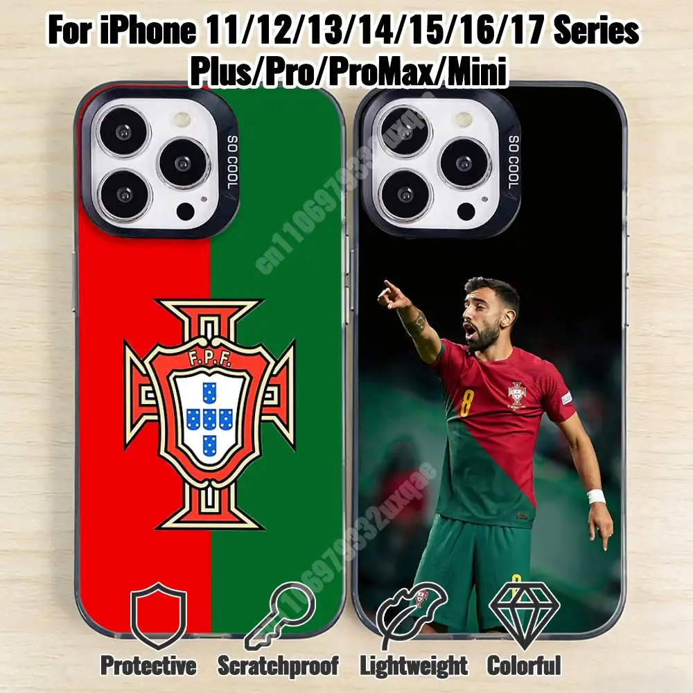 Funda de Silicona Rígida para iPhone 17 16 15 14 13 12 11 Pro Plus Max Mini X XS con Diseño de Fútbol de Portugal F-Fernandes-S