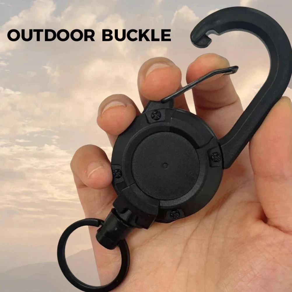 Portable Retractable Tether Camping Carabiner Spring Elastic Rope Anti-lost Phone Keychain Hold Multiple Tools Outdoor