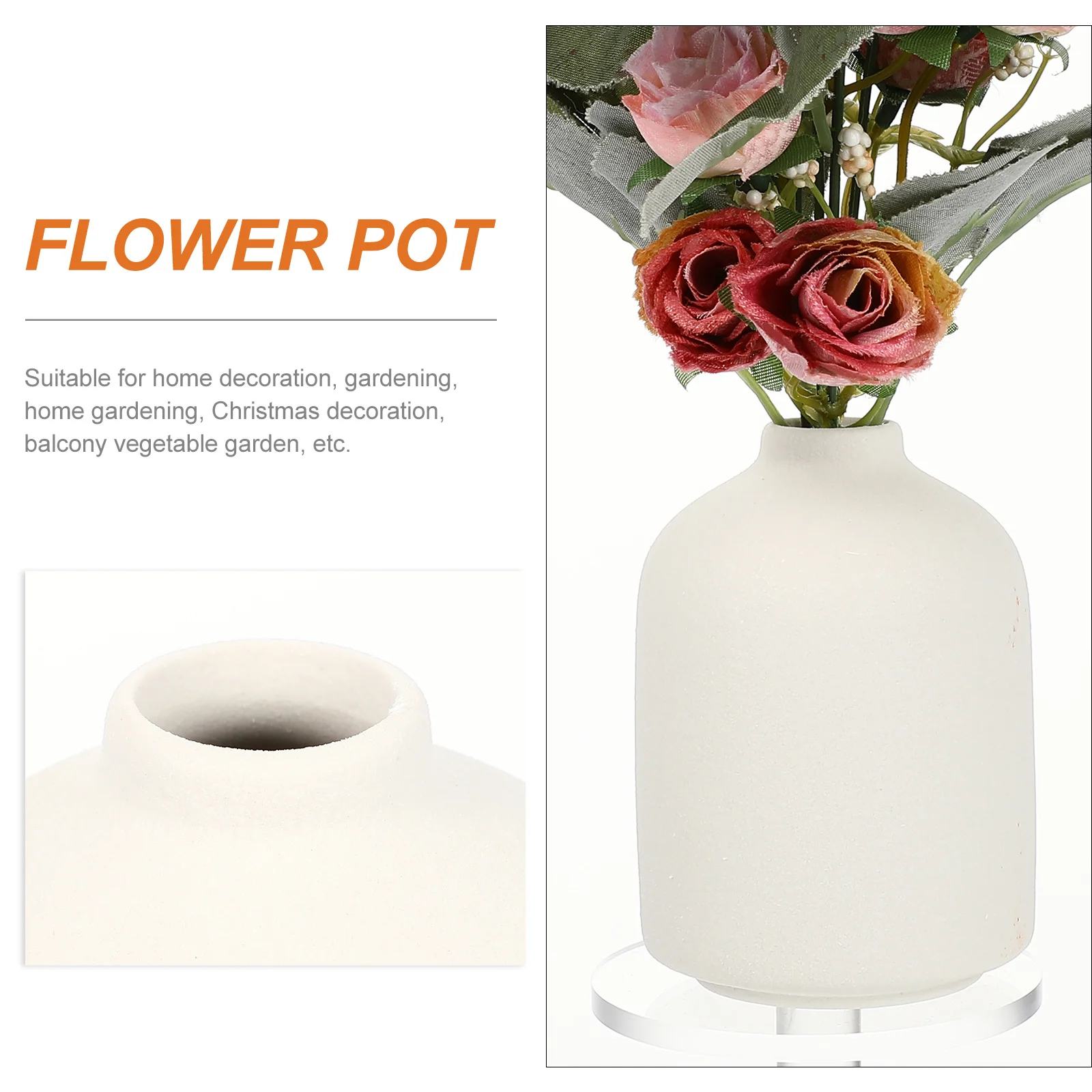 

1Pcs Ceramic Small Flower Vase Artistic Desktop Vase Simple Style Home Furnishing Desktop Planter Office Decoration